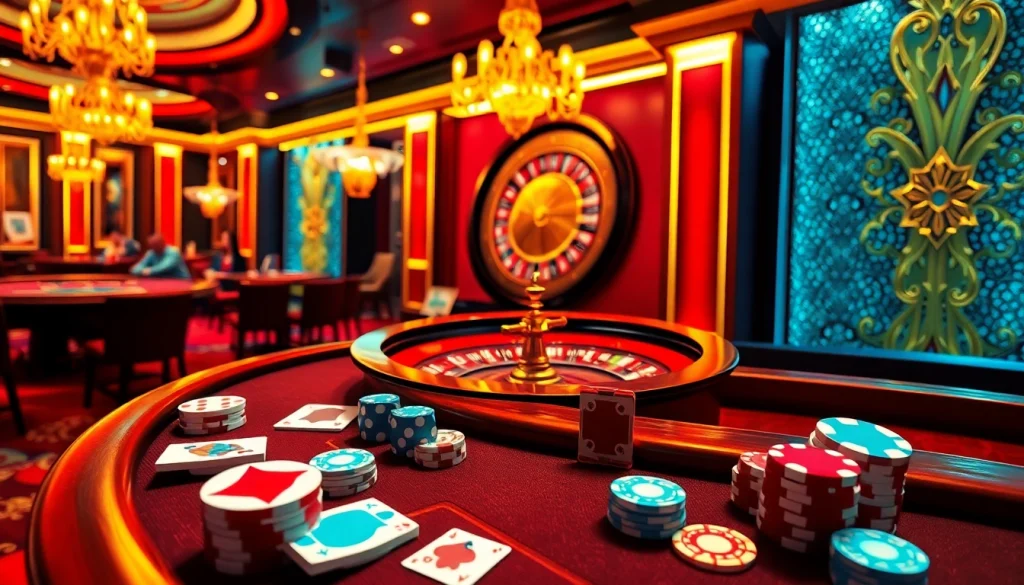 Experience the excitement of high-stakes gambling at https://open88.info/ with vibrant casino games, players, and lavish decor.